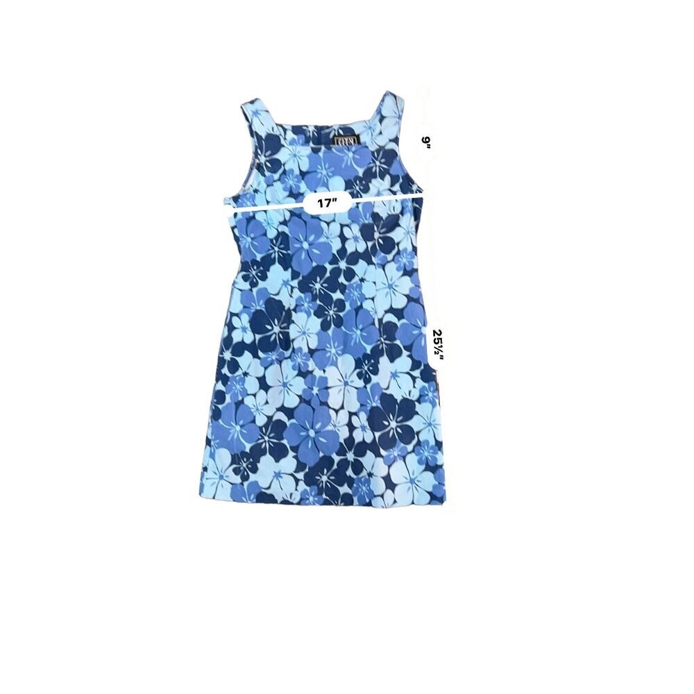 (5 for $25) City Triangles Vintage Blue Floral Retro Fitted Dress Size 13 - Picture 7 of 7